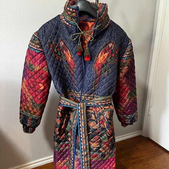 NWOT Farm Rio Puffer Jacket Mixed Patchwork / Parrots Reversible - Picture 3 of 5